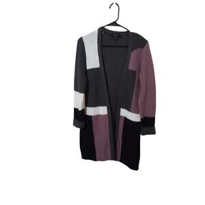 BCX Ribbed Knit Color Block Over Sized Open Front Long Sleeve Cardigan Size M